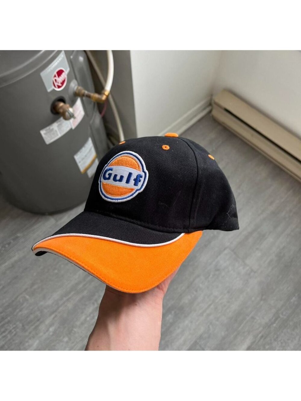 Black / Orange / White Vintage “Gulf Oil” Embroidered Racing s F1 Style Cap